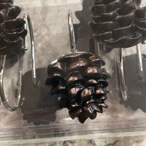 Bronze Pinecone Shower Curtain Hooks
